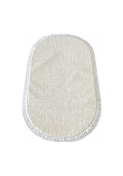 Melena Carpet Lüks Peluş Oval Yolluk Kaymaz Taban Ultra Yumuşak Modern Banyo Ve Salon Halısı Beyaz