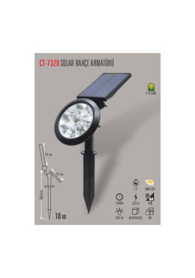 Ct-7320 Solar 18w Bahçe Aydınlatma Amber Renk Genel