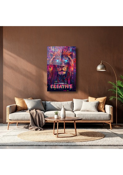 Thınk Creatıve Aslan Illustratıon Art - Cam Tablo - Deg0250