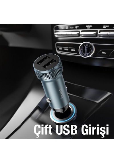 Hoco Z49 Çift Usb Giriş Araç Şarj Başlığı +usb To Type-c Kablolu Hoco Z49 Çift Usb Giriş Araç Şarj Başlığı +usb To Type-c Kablolu
