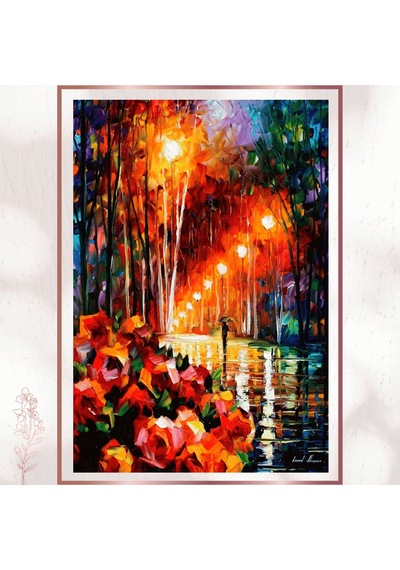Renkli Yağmurlu Yol Pvc Tablo - Romantik Pvc Tablo