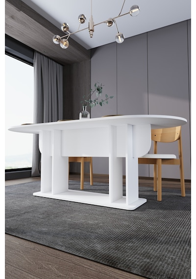Modern 8 Kişilik Mutfak Yemek Masası %100 Mdf Mutfak Yemek Odası Masası Ym08 Beyaz
