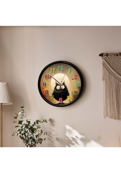 Sevimli Baykuş Temalı Dekoratif Duvar Saati 28 Cm Sessiz Mekanizma Çok Renkli