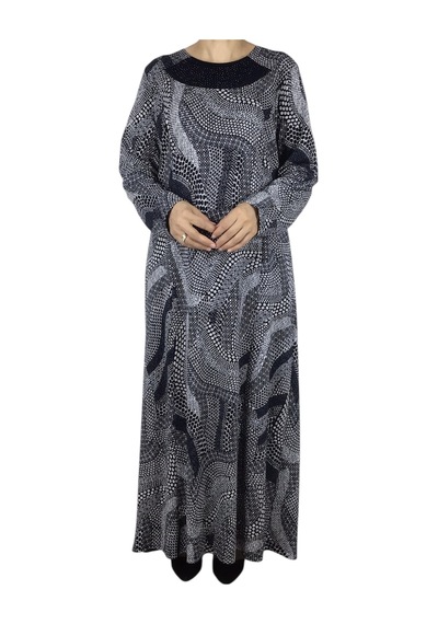 Anne Desenli Kulplu Elbise Lacivert