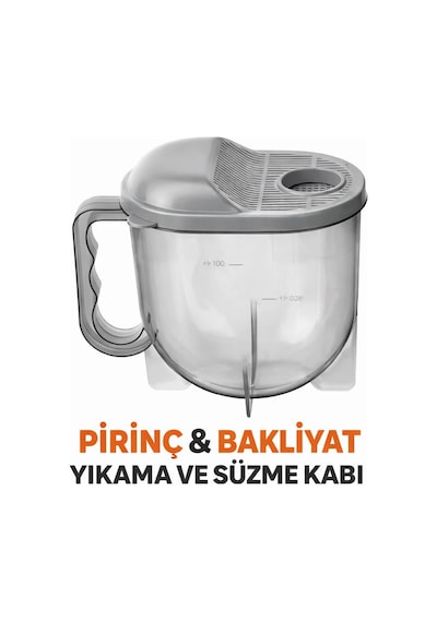 Pirinc Bakliyat Süzgeci Ölçü Kaplı Pratik Yıkama Kabı, Çok Amaçlı Mutfak Süzgeç Kabı, Ergonomik Kulplu Diğer