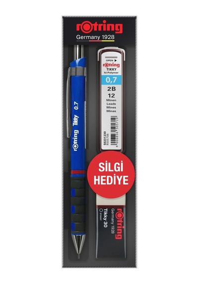 Rotring Tikky Okul Seti 0.7 Mm Mavi Versatil Kalem + Silgi + Uç