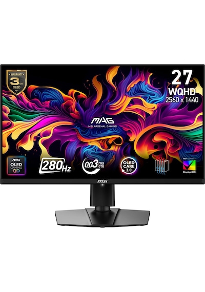 Msı Mag 271qp Qd-oled X28 27 2560x1440 Wqhd 280hz 0.03 Ms Hdmı Dp Type-c True Black 400 Freesync Premium Pro Qd-oled Gaming Monitor