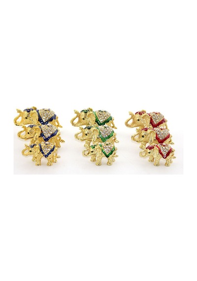 Swarovski Taşlı 3'lü Fil Figürü Model 1 Çok Renkli