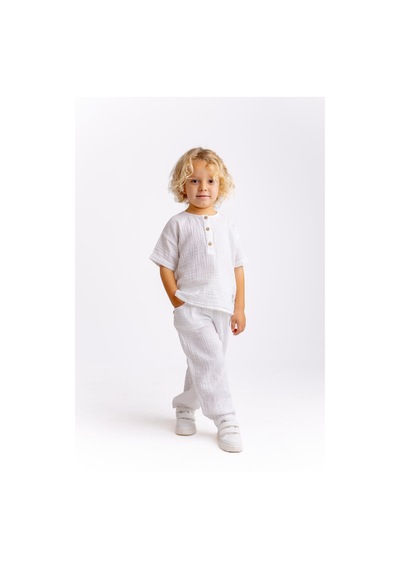Oliven The Kid Müslin T-shirt Pantolonlu Takım Beyaz Beyaz