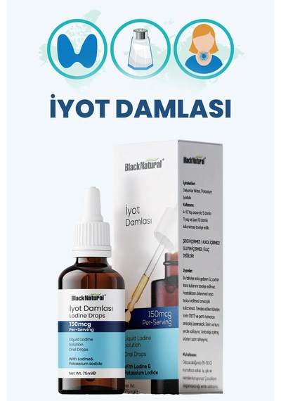 Black Natural İyot Damlası 150 Mcg %2'lik 75 Ml