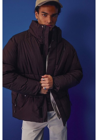 Defacto Su İtici Regular Fit Dik Yaka İç Cepli Fermuarlı Cepli Mont F5711ax25wnbn338 Kahve-bn338