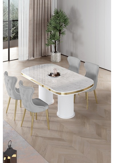 Canisa Galya Serisi Lak Panel 90x168 Sabit Beyaz Mermer Desen Mutfak Masa Takımı 4 Sandalye Beyaz Mermer Desen Masa Gri Sandalye Canisa Galya Serisi Lak Panel 90x168 Sabit Beyaz Mermer Desen Mutfak Masa Takımı 4 Sandalye Beyaz Mermer Desen Masa Gri Sandalye