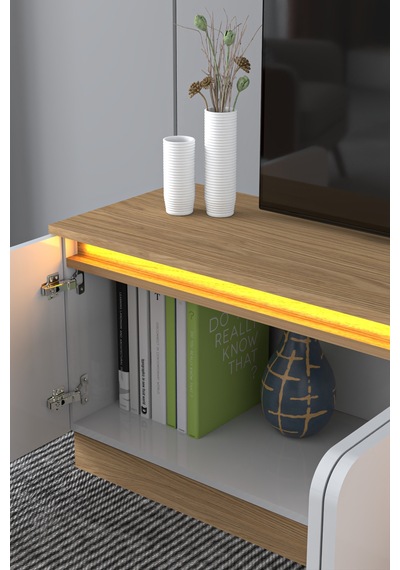 Bohem 180 Cm Ledli Tv Ünitesi Ceviz - Beyaz