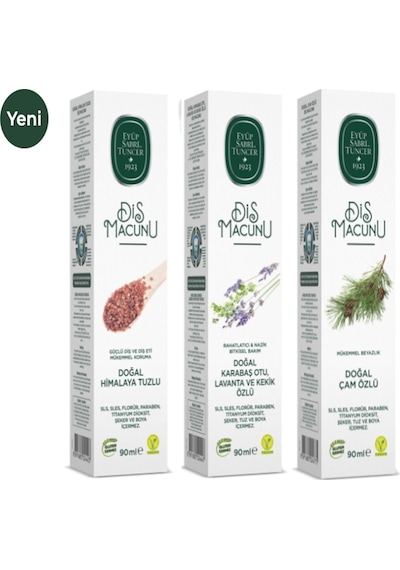 Eyüp Sabri Tuncer Diş Macunu 3'lü Set, 90ml Beyazlık