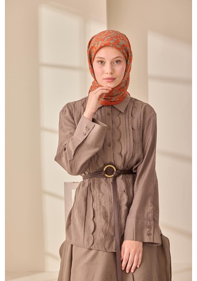 Silk Home Aura Eşarp 140005-28 Koyu Turuncu, Mint, Pudra