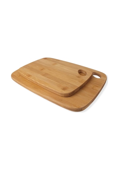 2'li Bambu Kesme Tahtası Dikdörtgen Özel Tasarım, Bambu Kesme Tahtası - Büyük 33x24x1cm Küçük 2 Doğal Bambu