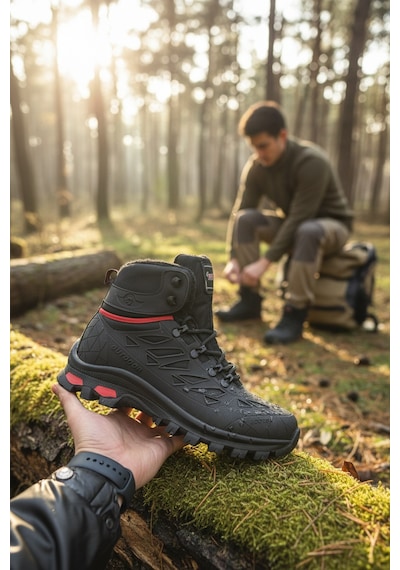 Enoch Erkek Su Geçirmez Kürklü Waterproof Outdoor Trekking Ve Dağcı Botu Siyah