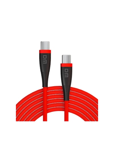 DM SL019 65W 1 M 3A Type-C to Type-C Hızlı Şarj ve Data Kablosu Kırmızı