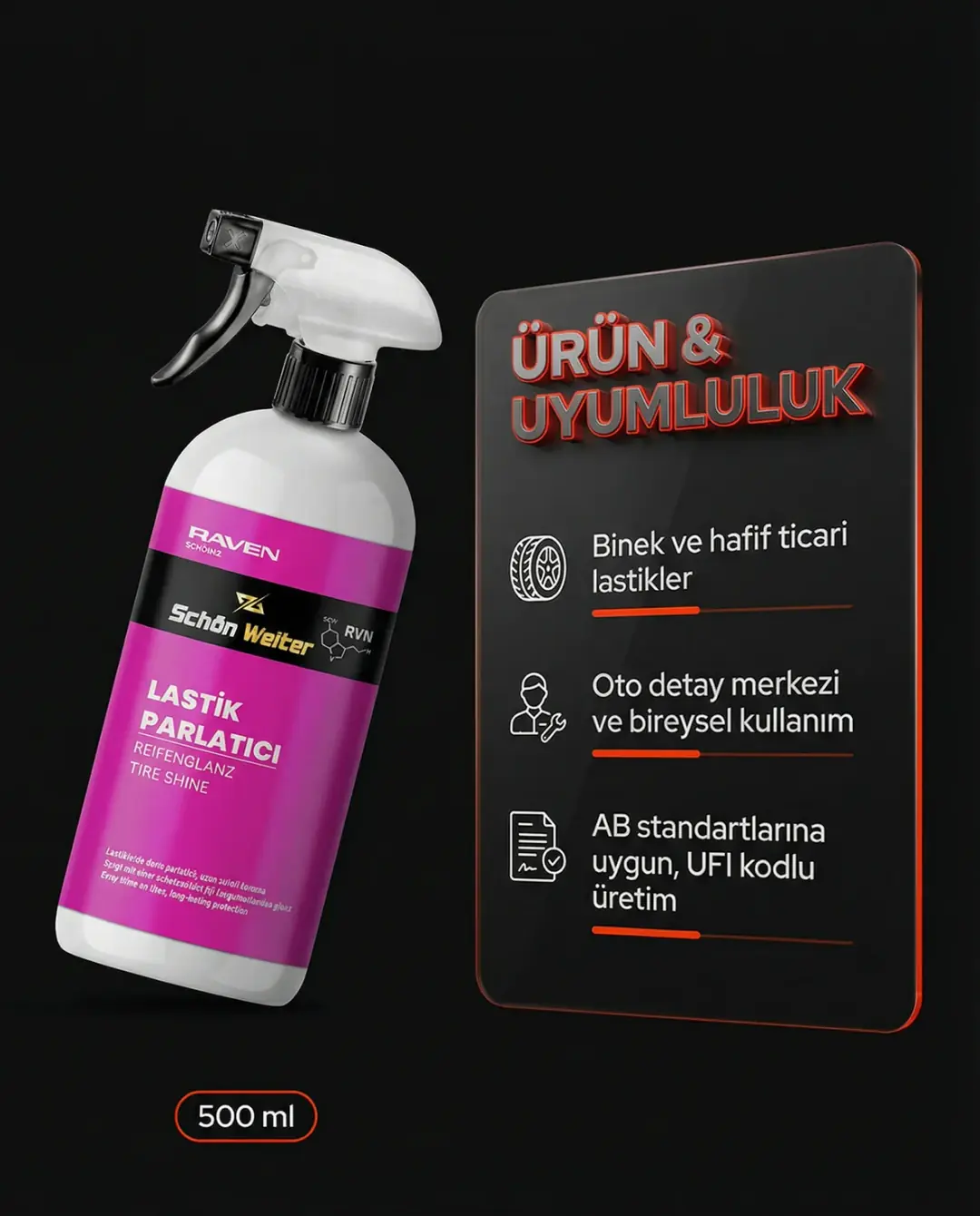 Araç Oto Lastik Parlatıcı Sprey 500ml