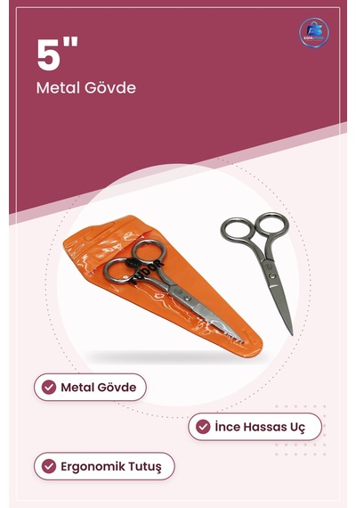 Saç Kesim Makası 5" Metal Bıyık Ve Sakal Berber Hassas Uç Kişisel