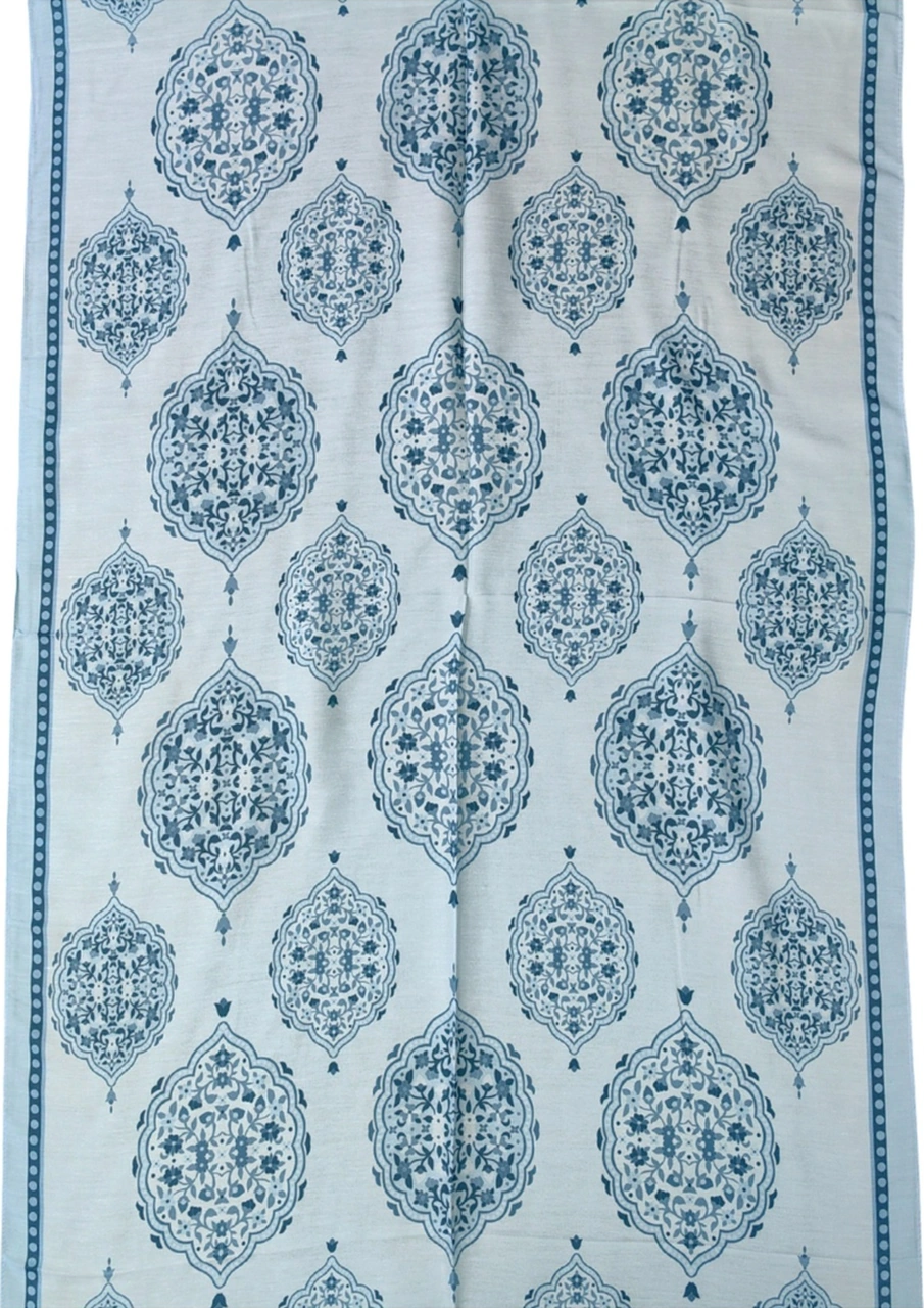 Mim Eşarp Işıl İpek Soft Pamuklu Etnik Desenli Şal 75x190 Cm Cam Göbeği