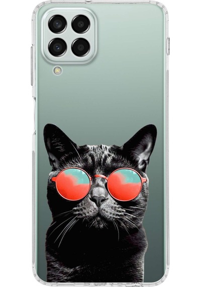 Samsung Galaxy M33 İle Uyumlu Kedi 3 Kamera Korumalı Şeffaf Kılıf Şeffaf