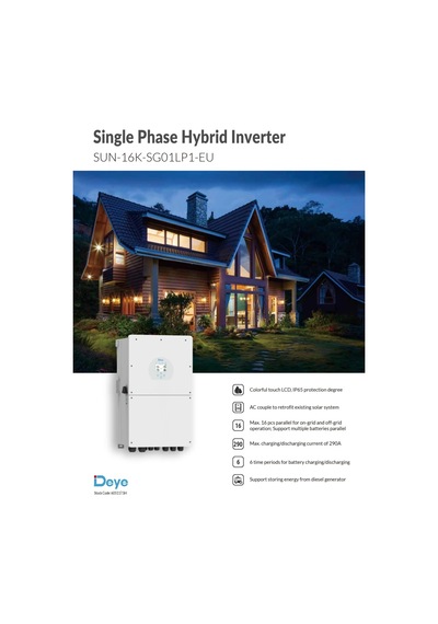 Deye 16 Kw Monofaze Lv Hibrit İnverter
