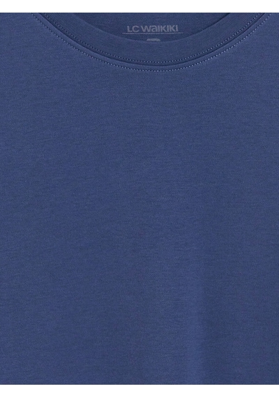 LC Waikiki Lc Waıkıkı İndigo Bisiklet Yaka Kısa Kollu Erkek Pijama Üst Indigo