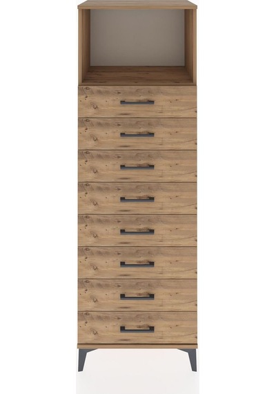 Hyperion Dolap Tek Raflı 8 Çekmeceli 60x44x182 Çam-çam Çam