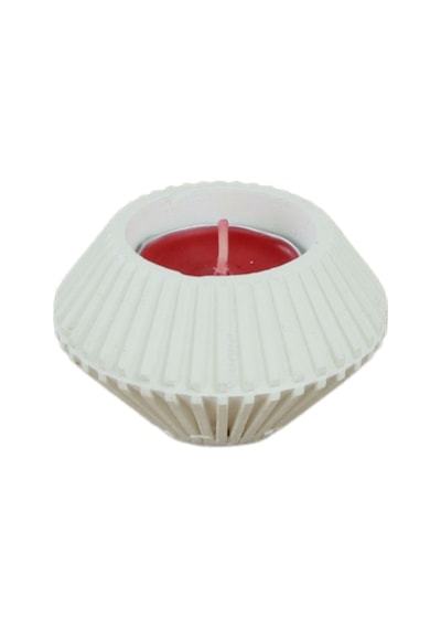 Mumluk Şamdan Tealight Mum Uyumlu Elmas Çizgili Model - Beyaz