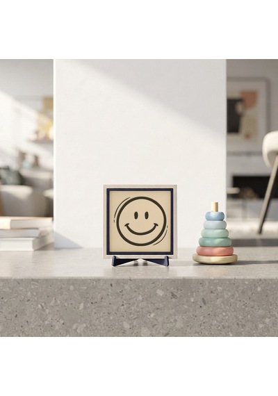 Modern Gülen Yüz Figürlü Dekoratif Obje, Ofis Ve Ev Dekoru İçin Karakterli Bir Parça 10x10 Cm