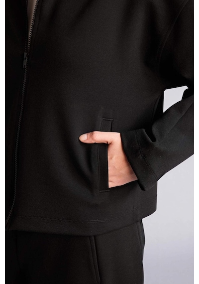Defacto Relax Fıt Kapüşonlu Basıc Düz Skuba Dalgıç Kumaş Hırka G8501ax26spbk81 Siyah-bk81