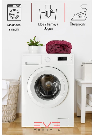 Eve Tekstil Pamuklu Çift Kişilik Rainforce Kumaş Lastikli Çarşaf Ve Yastık Kılıfı Set Bordo