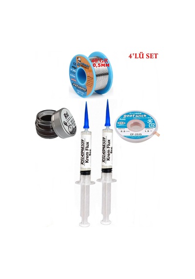Lehimleme Seti 40 G 0,5 Mm Lehim Teli Cp-2515 Lehim Fitili Flux Lehim Toplama Set Tk07