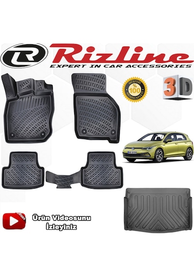 Vw Golf 8 Otomatik 3D Paspas+Alt Bagaj Havuzu Siyah 2020 Sonrası N11.11820