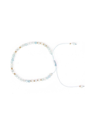 Akuamarin Taşı Bileklik 3,5 Mm Doğal Taş, Makrome Örgülü, Ayarlanabilir Unisex Model Yeşil