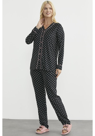 Sementa Biyeli Gömlek Model Pijama Takım - Siyah Siyah