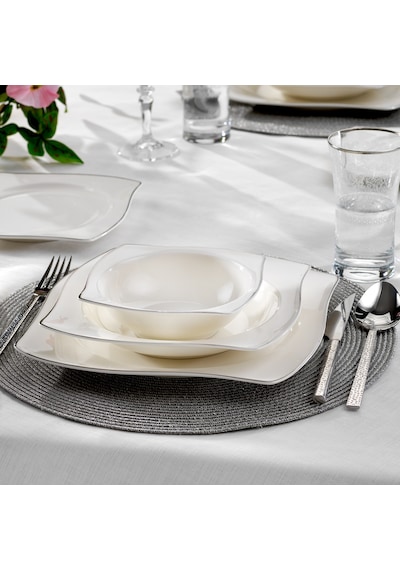 Schafer Bety Yemek Takımı 48 Parça-platin Altın - Beyaz