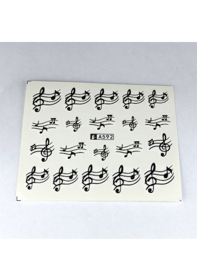 Müzik Nota Sol Anahtarı Tırnak Süsleme Dövmesi Vinil Sticker Çoklu Dövme Etiket 6x5.5cm