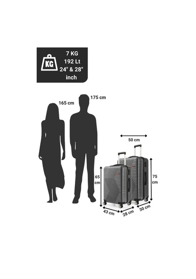 G&d Polo Suitcase Abs Orta Ve Büyük Boy Koyu Gri 2'li Valiz Seti 600.02-b Koyu Gri