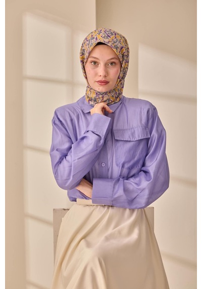 Silk Home Soft Eşarp 73091-10 Ekru, Sarı, Mor, Metalik
