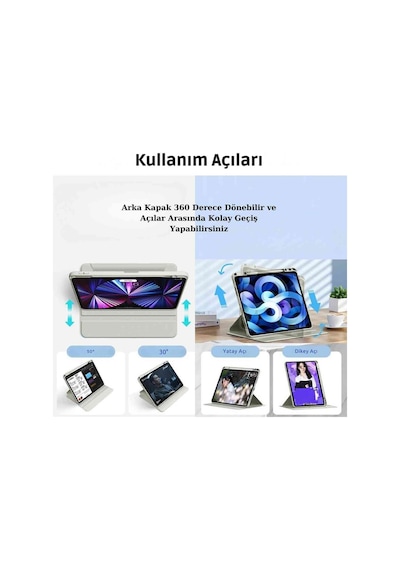 Apple Uyumlu iPad Air 13 2025 M3 Çip 360 Dönebilen Yatay Dikey Standlı Fuchsia Pino Tablet Kılıfı Kılıf