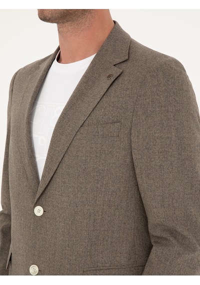 Cacharel Kahverengi Slim Fit Yün Karışımlı Takım Elbise