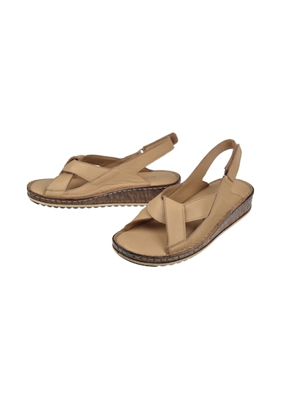 Castle Black Hakiki Deri Comfort Kadın Sandalet Cb-22354 Bej