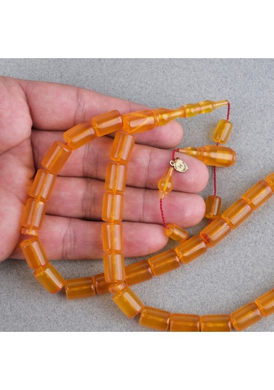 Ateş Kehribar Eski Oyun Zar Obje Patinli Kapsül Kesim 8.5x12.5mm Tesbih