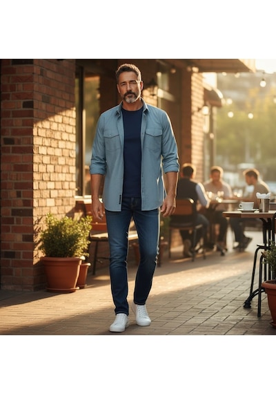 Klasik Pamuklu Uzun Kollu Çift Cepli Gömlek Regular Kalıp Gri