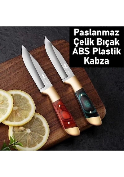 Valkyrie Paslanmaz Çelik Kamp Bıçağı 16 Cm Outdoor Av Bıçağı Deri Kılıflı Kompakt Bıçak Yeşil Yeşil