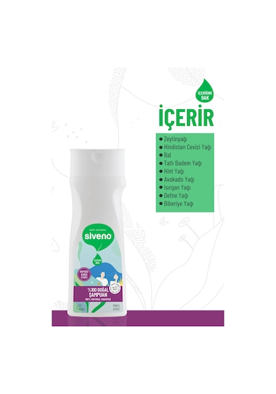 Siveno %100 Doğal Kepeğe Karşı Etkili Şampuan Yağlı Saçlar Çay Ağacı Keklik Üzümü Vegan 300 Ml X 2 Adet Tüm Saç Tipleri