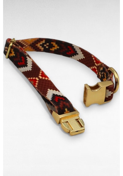Caramelos İsimli Köpek Tasması, Yavru Köpek Tasması, Küçük Irk Köpek Tasması, Metal Kilit, 1,5 Cm Kahverengi - Siyah