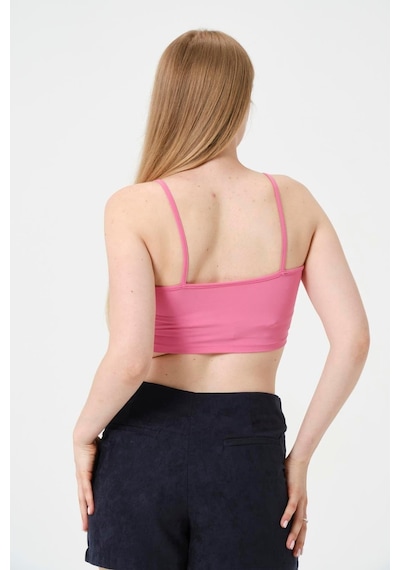Kadın Kısa Crop Askılı Krop Pembe